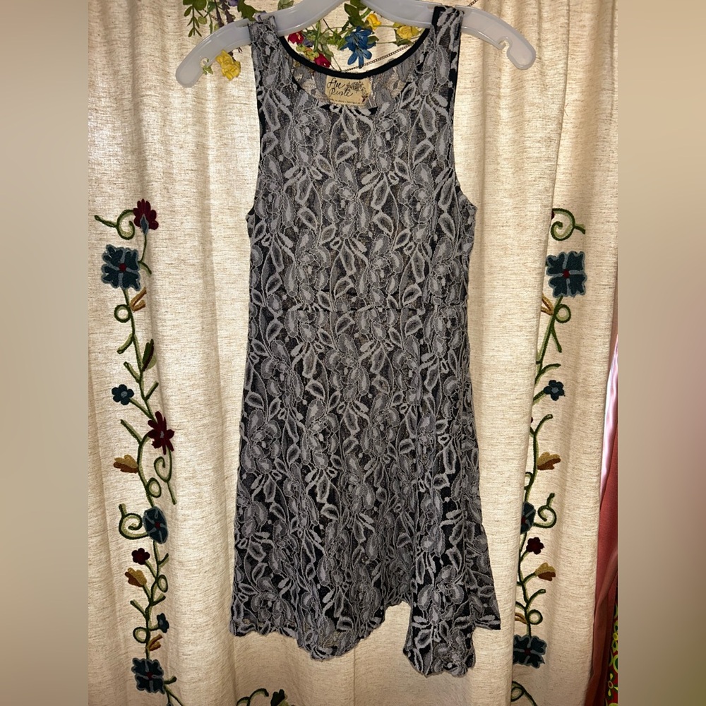 Free People Charcoal Lace Mini Dress